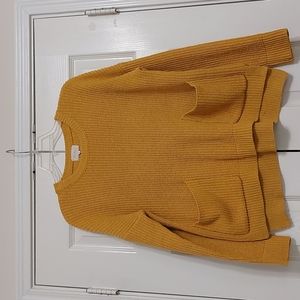 MELLODAY Two Pocket Pullover Sweater Mustard Yellow